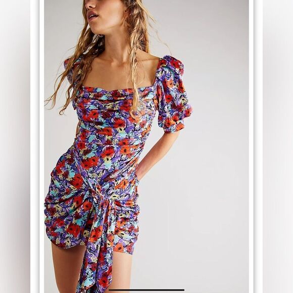 For Love & Lemons Chiara Puff Sleeve Mini Dress Women’s Size Large - Picture 1 of 9